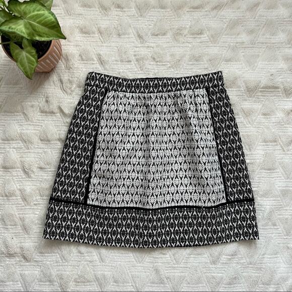 J. Crew Textured Black & White Block Print Skirt - Picture 2 of 8